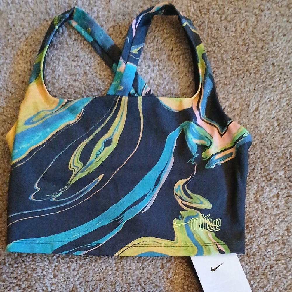 Nike Black and Multicolor Swirl Sports Bra